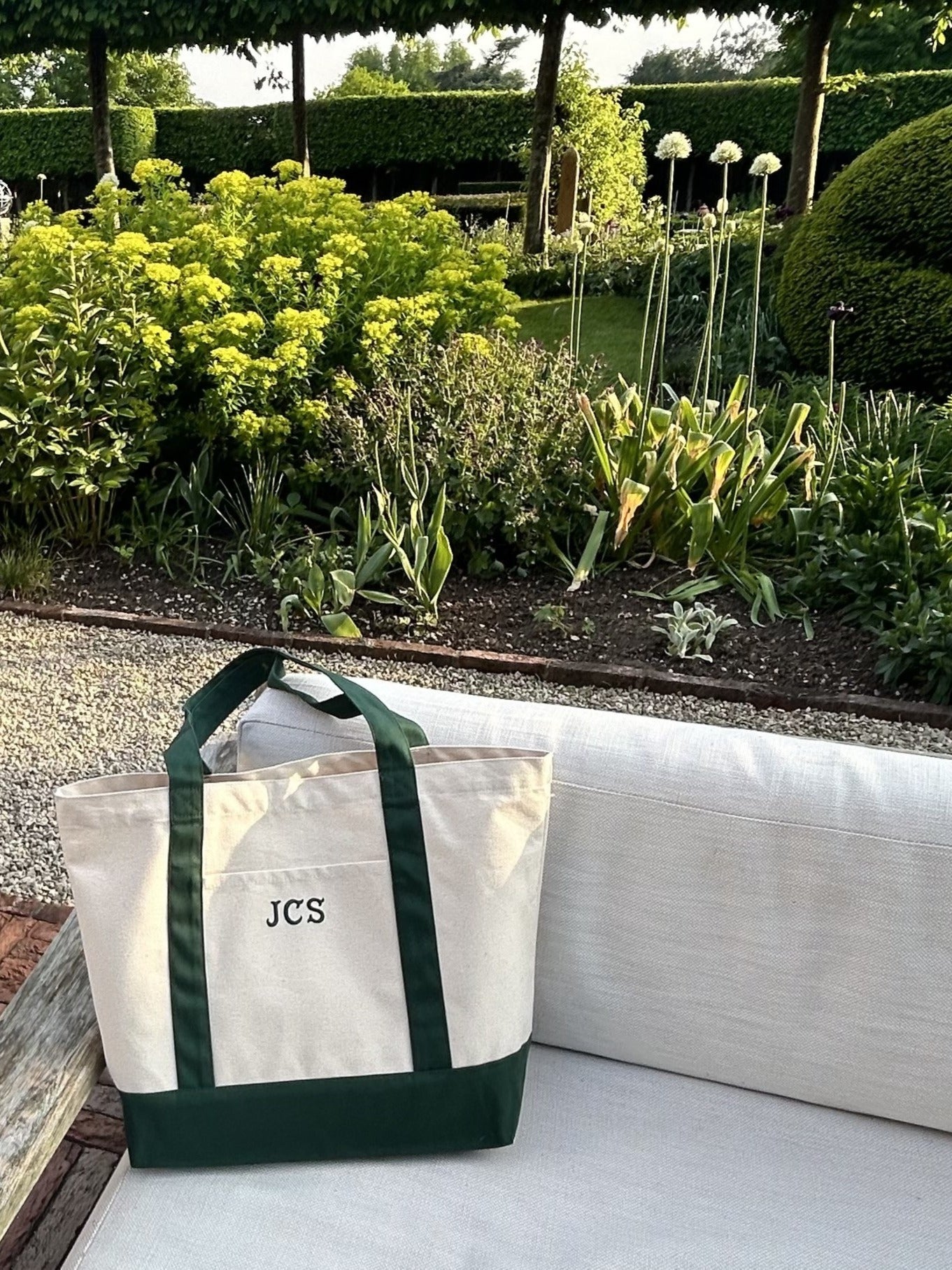 Green and Cream Tote Bag