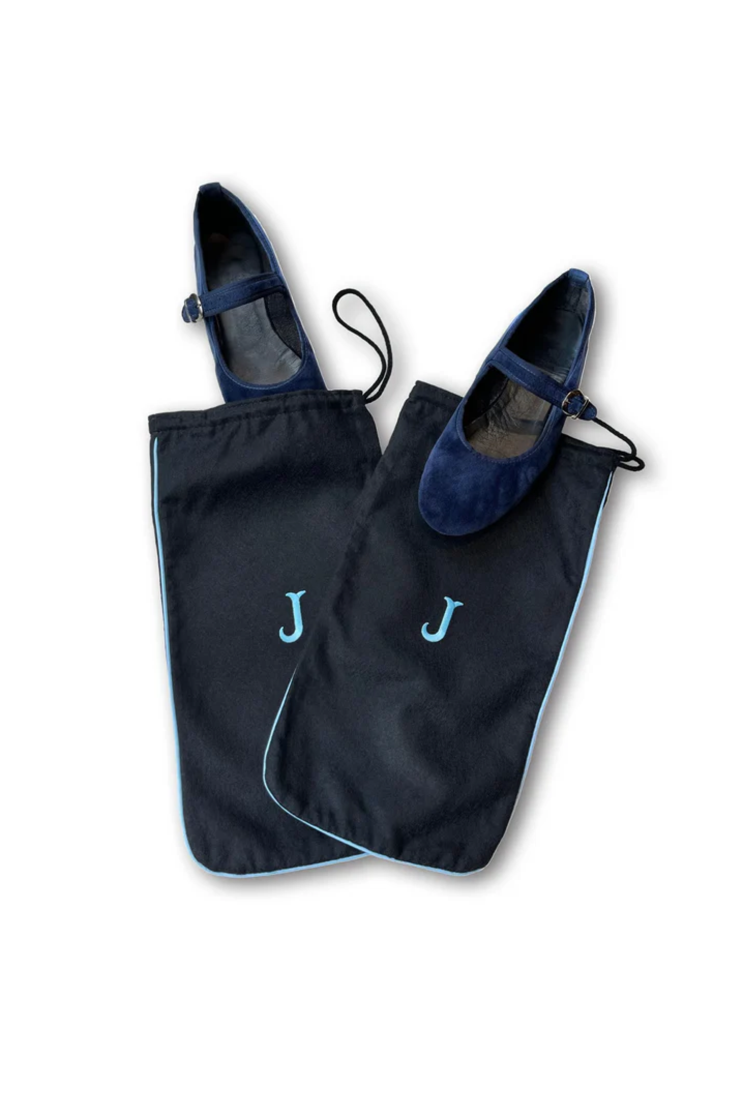 Black/Sky Blue Pair of Shoe Bags