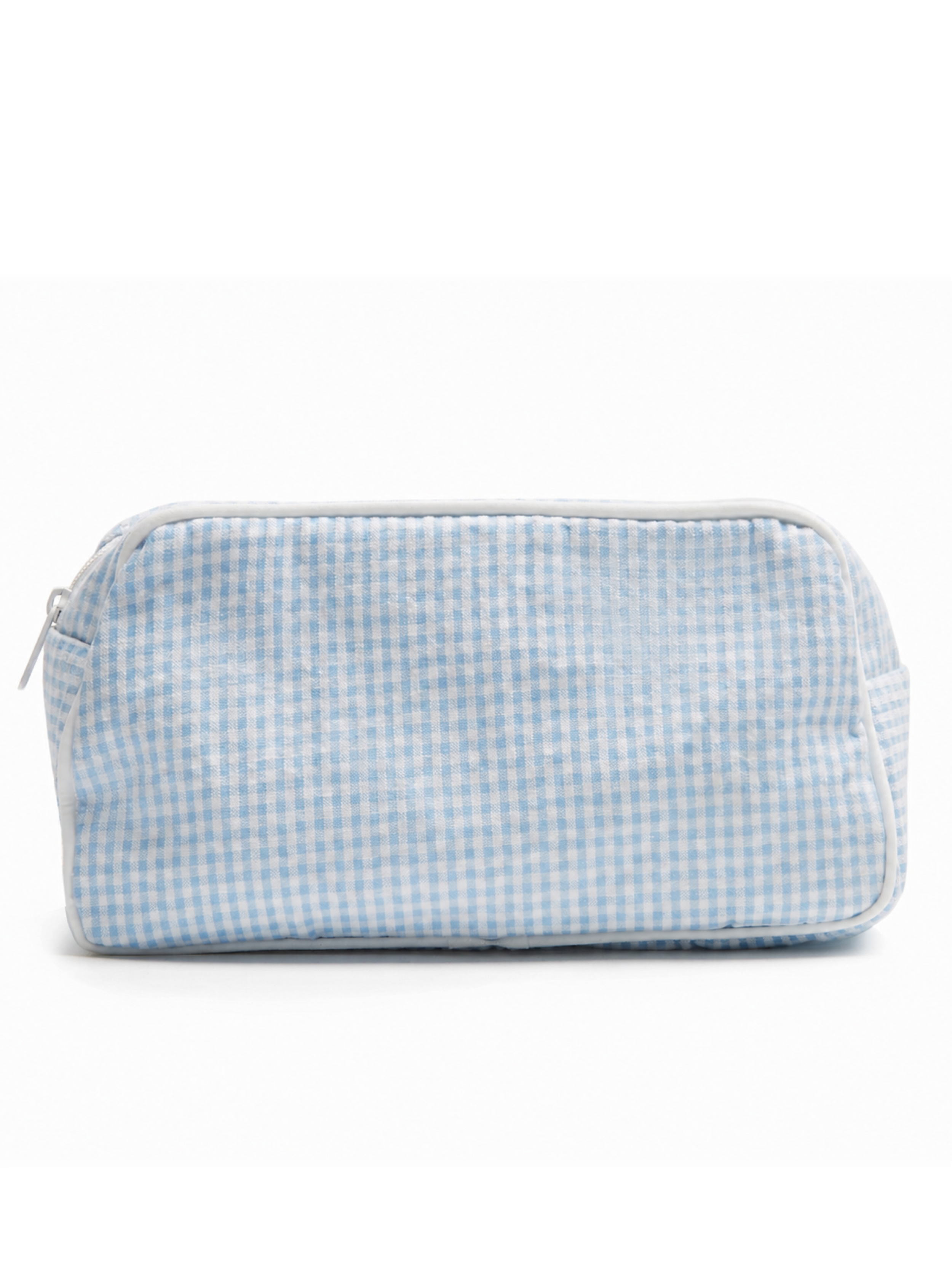 Blue Seersucker Make Up Bag
