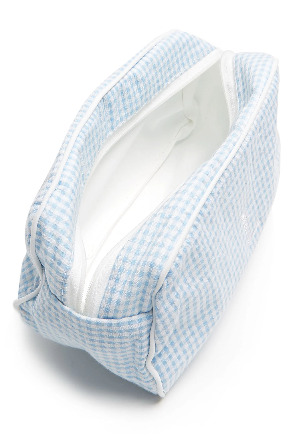 Blue Seersucker Make Up Bag