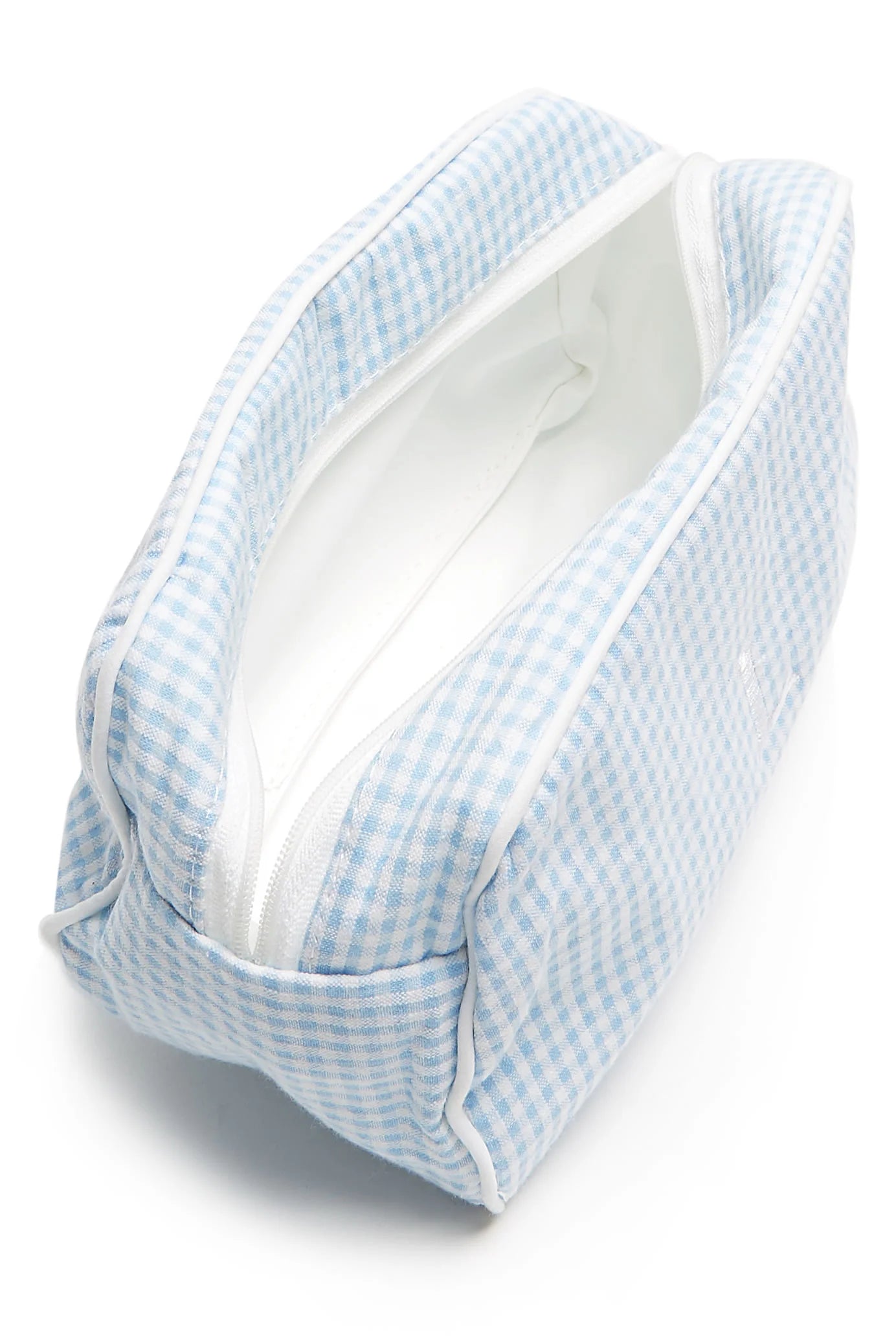 Blue Seersucker Make Up Bag