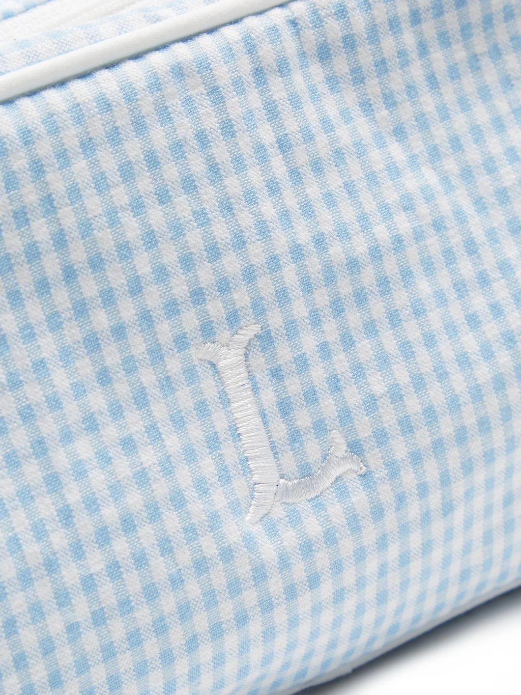 Blue Seersucker Make Up Bag