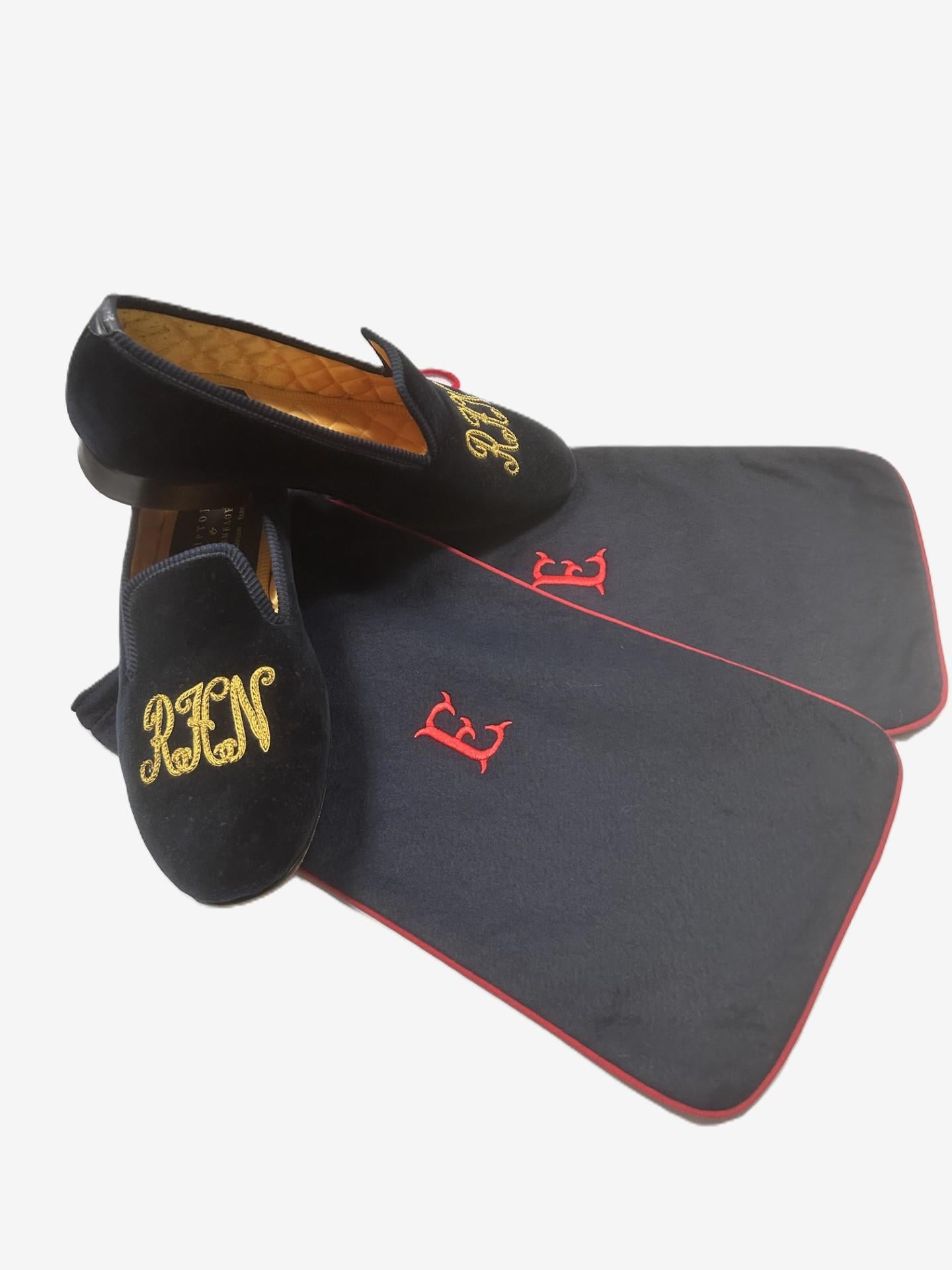 Navy/Red Pair of Shoe Bags