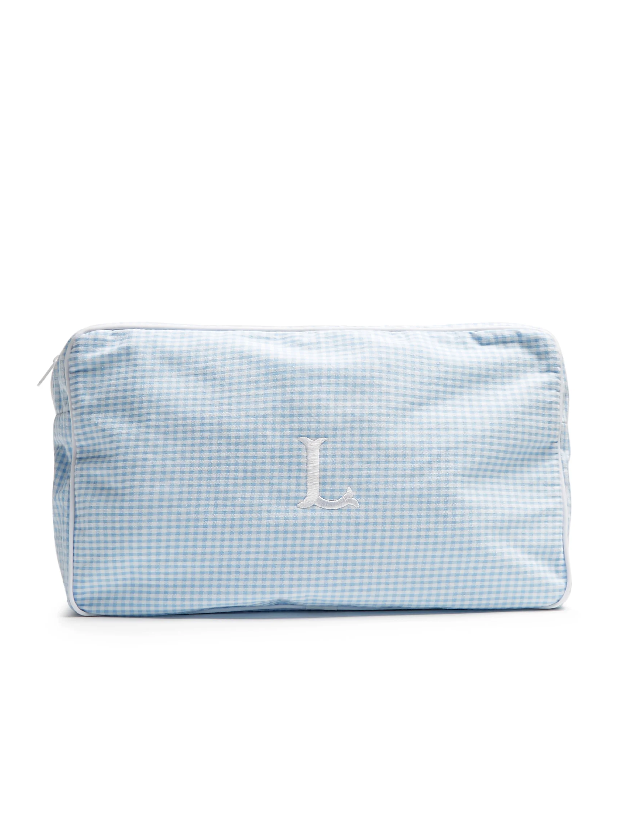 Large Blue Seersucker Wash Bag