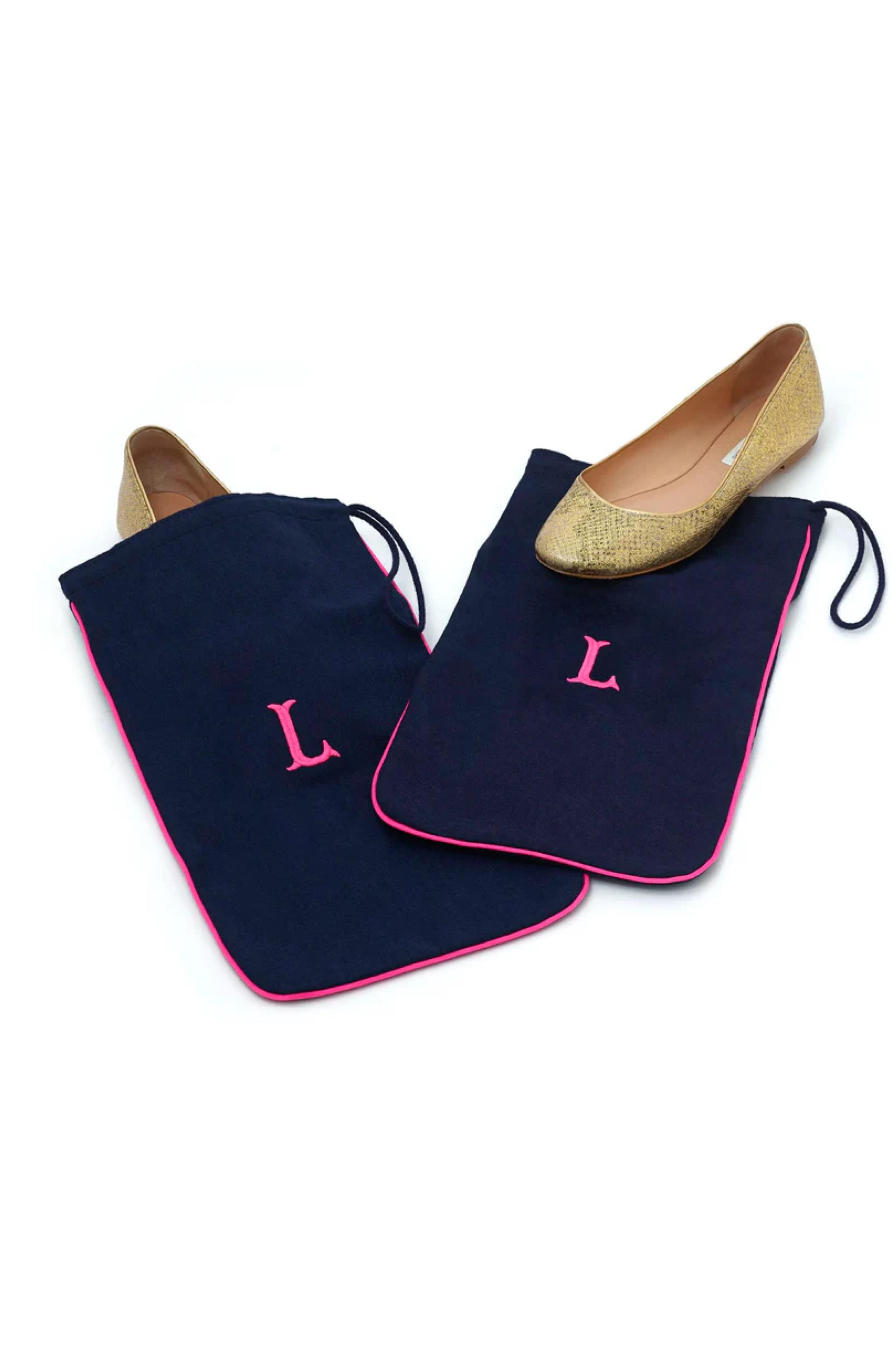 Navy/Pink Pair of Shoe Bags